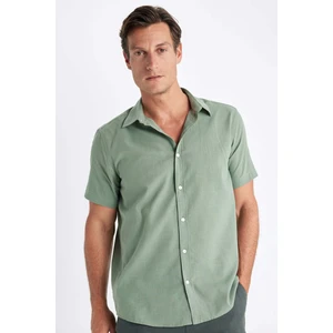 Regular Fit Yazlık Polo Yaka Pamuklu Basic Düz Kısa Kollu Gömlek D1057AX24SM