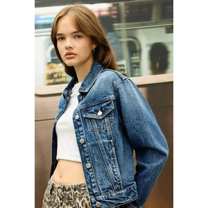 Regular Fit Düğmeli Yıkamalı Jean Ceket D4172AX24WN