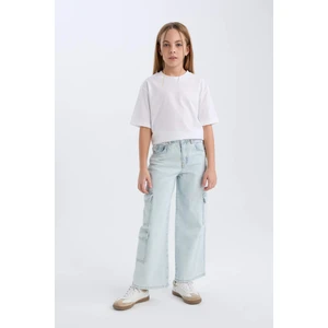 Kız Çocuk Wide Leg Kargo Cepli Geniş Bol Paça Jean Pantolon C8543A824AU