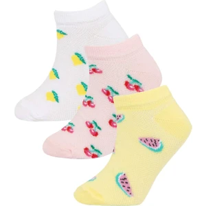 Kız Çocuk 3'lü Pamuklu Meyve Baskılı Patik Çorap Z7415A6NS