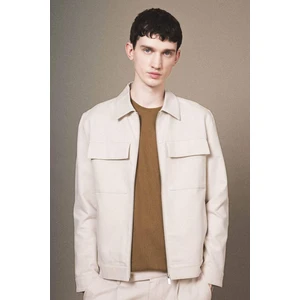 Mont Ceket Gömlek Yaka Yarım Astar Fermuarlı Cepli Mevsimlik Baharlık Keten B6333AX24SP