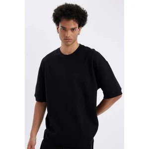 Loose Fit Bisiklet Yaka Kısa Kollu Ağır Kumaş Basic Düz Tişört B4844AX24AU