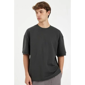 Loose Fit Bisiklet Yaka Kısa Kollu Ağır Kumaş Basic Düz Tişört B4844AX24AU