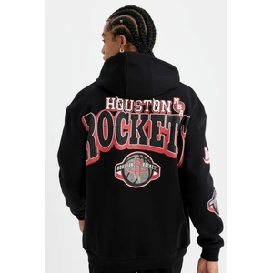 DeFactoFit NBA Houston Rockets Comfort Fit Kapüşonlu Sırt Baskılı Kalın Sweatshirt C9276AX24AU