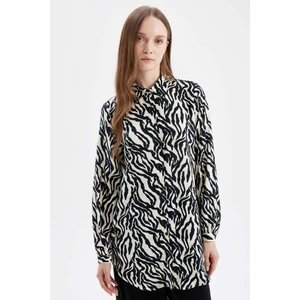 Regular Fit Zebra Desenli Viskon Uzun Kollu Gömlek Tunik D4070AX24AU