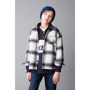 Erkek Çocuk Oversize Geniş Kalıp Polo Yaka Flanel Kareli Gömlek C9076A824WN