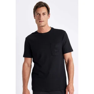 Regular Fit Bisiklet Yaka Nakışlı Kısa Kollu Siyah Tişört C4134AX24SM