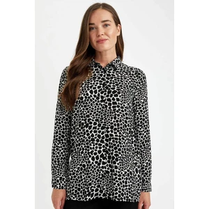 Loose Fit Gömlek Yaka Desenli Uzun Kollu Gömlek Tunik T0609AZ24AU