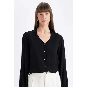 Regular Fit Apaş Yaka Basic Düz Düğmeli Uzun Kollu Gömlek D1074AX24AU