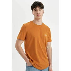 %100 Pamuk Slim Fit Dar Kesim Bisiklet Yaka Baskılı Kısa Kollu Tişört