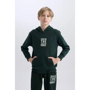 Erkek Çocuk Cepli Yazı Baskılı Kapüşonlu Okul Sweatshirt C7567A824WN