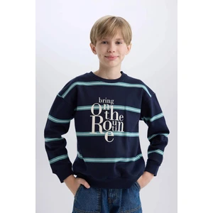 Erkek Çocuk Oversize Geniş Kalıp Bisiklet Yaka Baskılı Sweatshirt D1907A824WN