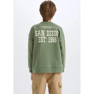 Erkek Çocuk Oversize Geniş Kalıp Bisiklet Yaka Sırt Baskılı Sweatshirt C9803A824WN