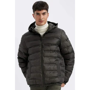 Su İtici Şişme Mont Slim Fit Dar Kesim Kapüşonlu Fermuarlı Cepli D1185AX24WN