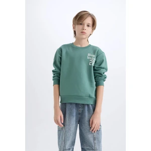 Erkek Çocuk Oversize Geniş Kalıp Bisiklet Yaka Sırt Baskılı Sweatshirt D1912A824WN