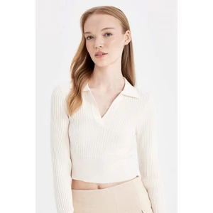 Coool Slim Fit Dar Kesim Polo Yaka Crop Triko Kazak X4929AZ24AU