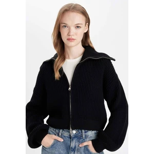 Slim Fit Dar Kesim Basic Düz Fermuarlı Dik Yaka Triko Hırka A3333AX24WN