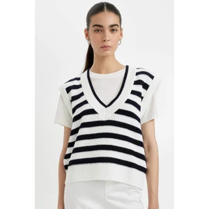 Regular Fit Çizgili V Yaka Selanik Kumaş Triko Süveter C2658AX24AU
