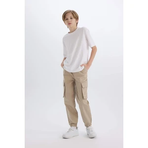Erkek Çocuk Kargo Cepli Beli Bağcıklı Lastikli Paça Jogger Paça Gabardin Pantolon C6623A824AU