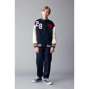 Erkek Çocuk Kargo Cepli Beli Bağcıklı Lastikli Paça Lacivert Jogger Gabardin Pantolon C6623A824AU