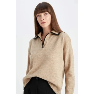Regular Fit Yumuşak Dokulu Polo Yaka Triko Kazak A3868AX24WN
