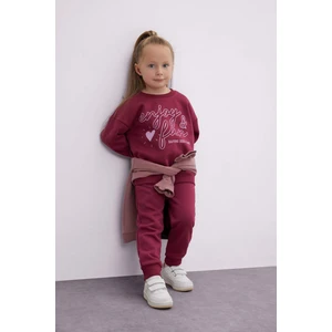 Kız Bebek 2'li Takım Baskılı Sweatshirt Beli Lastikli Eşofman Altı D0815A524AU