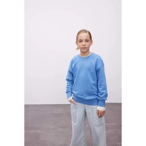 Kız Çocuk Relax Fit Bisiklet Yaka Pamuklu Basic Düz Okul Sweatshirt A2797A824AU