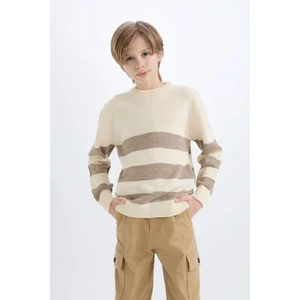 Erkek Çocuk Bisiklet Yaka Çizgili Triko Kazak C8113A824CW