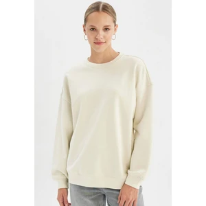 Oversize Geniş Kalıp Bisiklet Yaka Kalın Basic Düz Sweatshirt Y1346AZ24WN