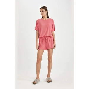 Fall in Love Pijama Takımı Ribana Kısa Kollu Üst Beli Lastikli Şort Alt B8732AX24SM