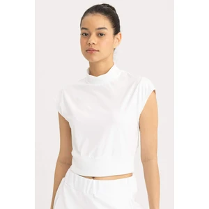 DeFactoFit Crop Dik Yaka Sporcu Kısa Kollu Ağır Kumaş Tişört B8966AX24SM