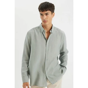 Relax Fit Polo Yaka Poplin Modal Basic Düz Uzun Kollu Gömlek C4131AX24SM