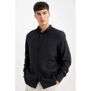 Relax Fit Polo Yaka Poplin Modal Basic Düz Uzun Kollu Gömlek C4131AX24SM
