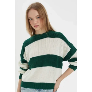 Coool Oversize Geniş Kalıp Bisiklet Yaka Çizgili Triko Kazak X4931AZ24WN