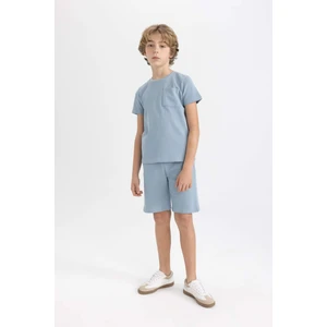 Erkek Çocuk Pijama Takımı Waffle Kısa Kollu Üst Şort C2778A824SM