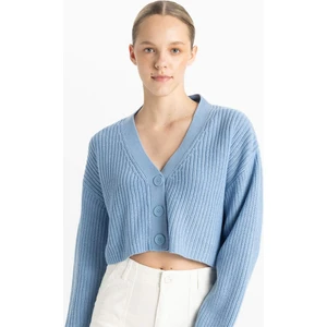 Regular Fit V Yaka Basic Düz Düğmeli Triko Hırka U2052AZ24AU