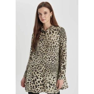 Regular Fit Leopar Desenli Uzun Kollu Gömlek Tunik Z5833AZ24SP