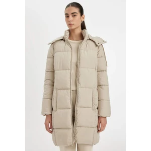 Puffer Şişme Uzun Mont Parka Su İtici Regular Kalıp Çıkarılabilir Kapüşonlu A1315AX24WN
