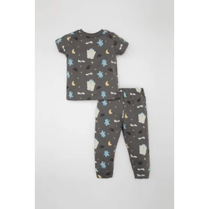 Erkek Bebek Pijama Takımı Yıldız Desenli Penye Kısa Kollu Üst Uzun Alt C2000A524SM