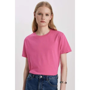 Regular Fit Bisiklet Yaka Penye Basic Düz Kısa Kollu Tişört W9584AZ24SM