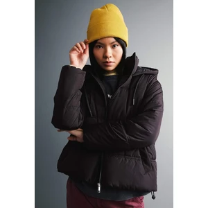 Su İtici Puffer Şişme Mont Oversize Geniş Kalıp Kapüşonlu Isı Yalıtımlı Rüzgar Geçirmez A0757AX23WN