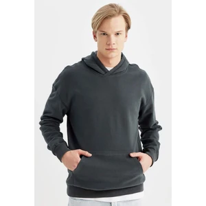 Comfort Regular Fit Rahat Kalıp Kapüşonlu Kanguru Cepli Basic Düz Sweatshirt B4446AX24SP