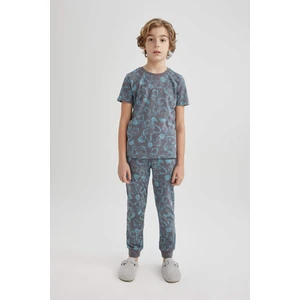 Erkek Çocuk Pijama Takımı Desenli Kısa Kollu Üst Beli Lastikli Uzun Alt B5542A824SP