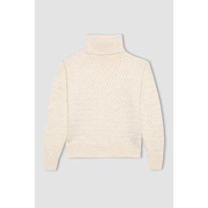 Kız Çocuk Oversize Geniş Kalıp Balıkçı Yaka Triko Kazak B1729A823WN