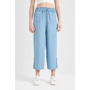 Culotte Yüksek Bel Kısa Geniş Paça Yırtmaçlı Jean Pantolon B5200AX24SM