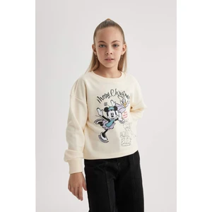 Kız Çocuk Disney Mickey Mouse &Friends Bisiklet Yaka Sweatshirt B4736A823WN