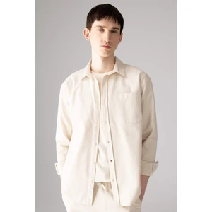 Relax Fit Polo Yaka Basic Düz Gabardin Uzun Kollu Gömlek C1477AX24SP