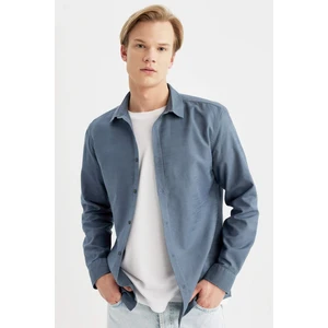 Slim Fit Dar Kesim Pamuklu Basic Düz Uzun Kollu Gömlek A4644AX24SP