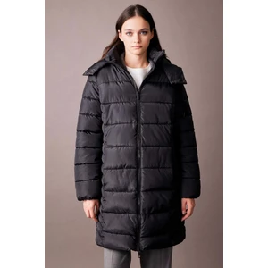 Puffer Şişme Uzun Mont Parka Su İtici Regular Kalıp Çıkarılabilir Kapüşonlu A1315AX23WN