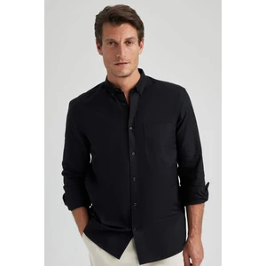 Regular Fit Polo Yaka Oxford Basic Düz Uzun Kollu Gömlek A8028AX23AU
